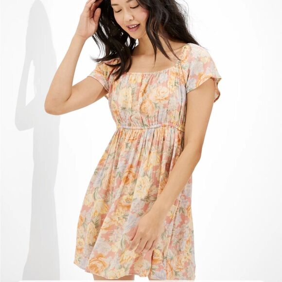 American Eagle XS Floral Flutter Sleeve Mini‎ Dress - Picture 1 of 5
